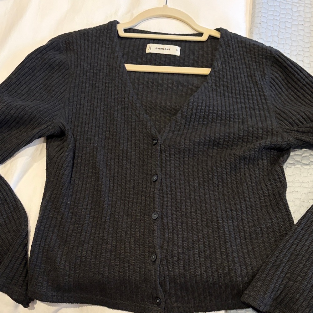 Everlane Charcoal Knit Cropped Sweater
